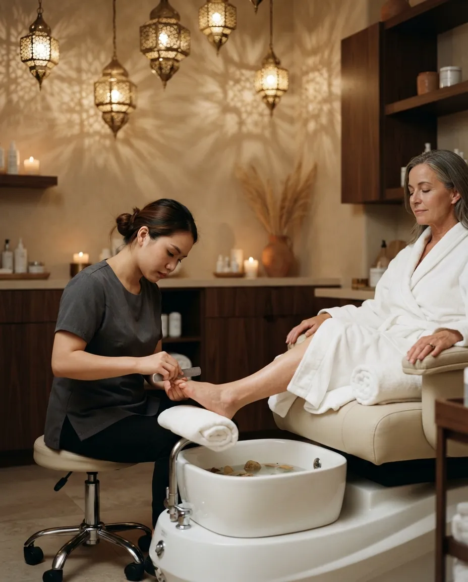 The nail studio during a pedicure